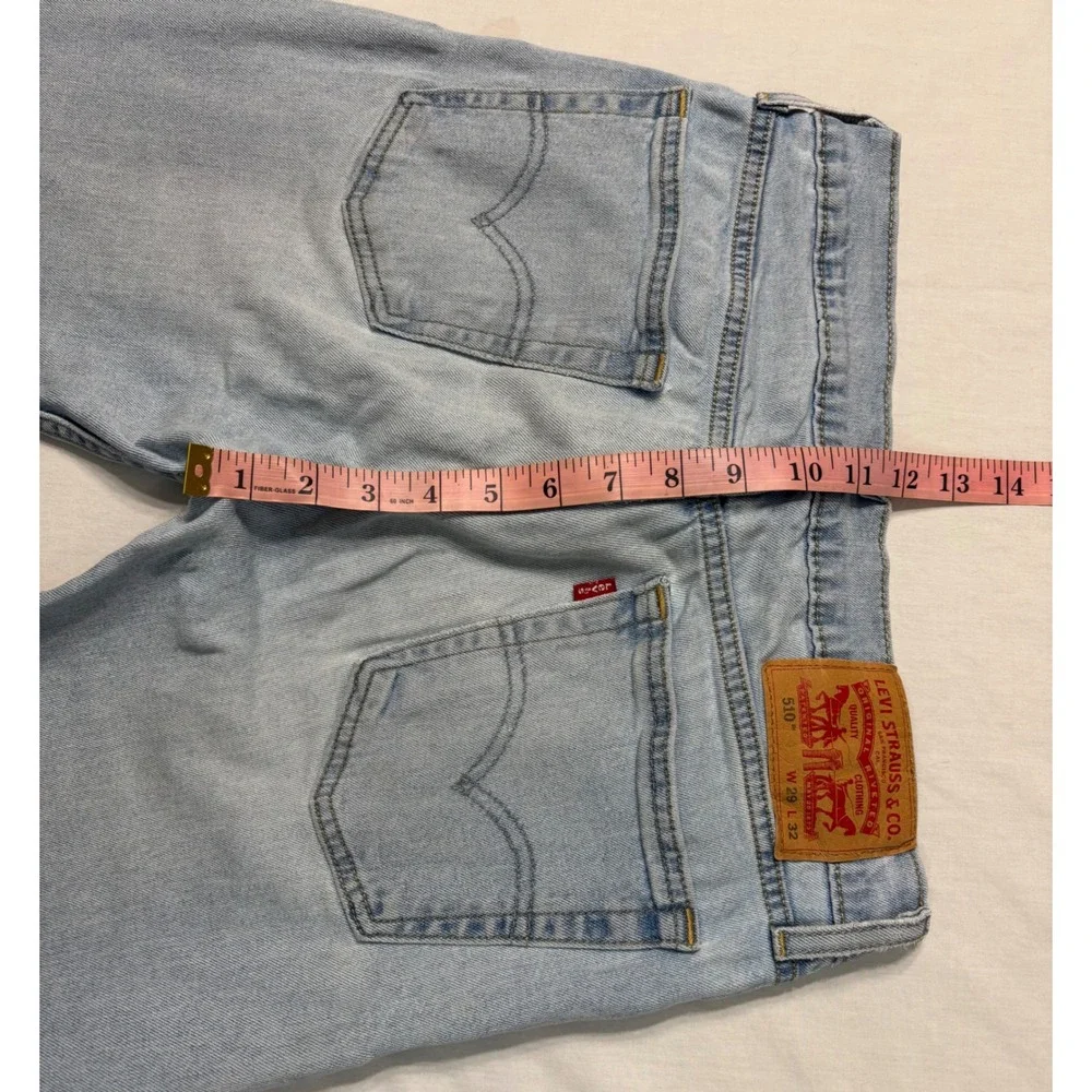 Levis 510 Skinny Fit Jeans Mens 29x32 Light Wash Denim Blue 05510-0875